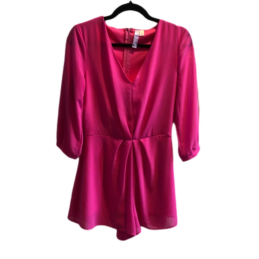 Alya Pink Long Sleeve Lined Romper Small